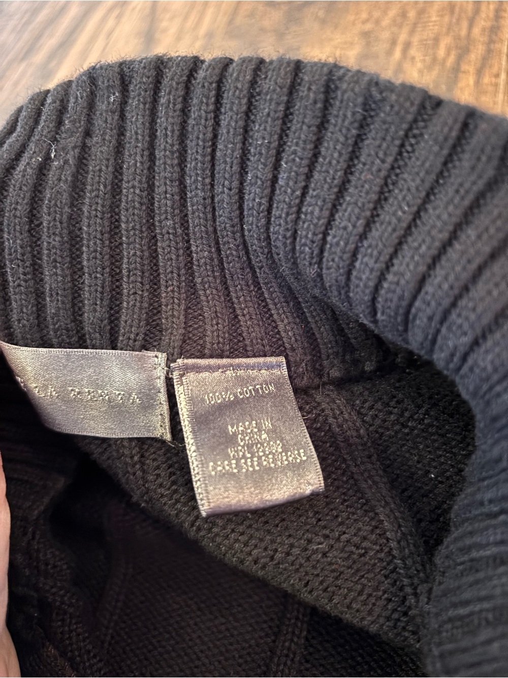 Oscar de la Renta Black Full-Zip Ribbed Knit Sweater 100% Cotton Academia Large - Picture 6 of 9